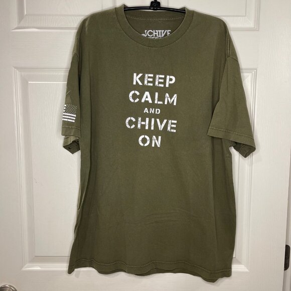 Chive Tees Keep Calm and Chive On Tee Unisex Adult Size XL Green Short Sleeve - Picture 8 of 9